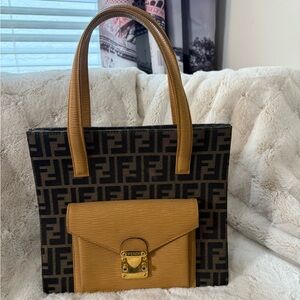 Fendi 20th Century Zucca Canvas Front Pocket Tote satchel! With COA